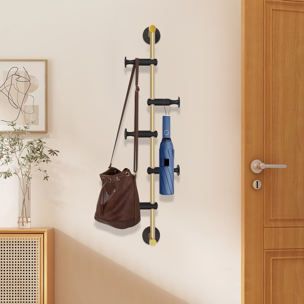 Coat Rack with 5 Adjustable Hooks Wall Mounted Vertical Coat Rack Coat Rack