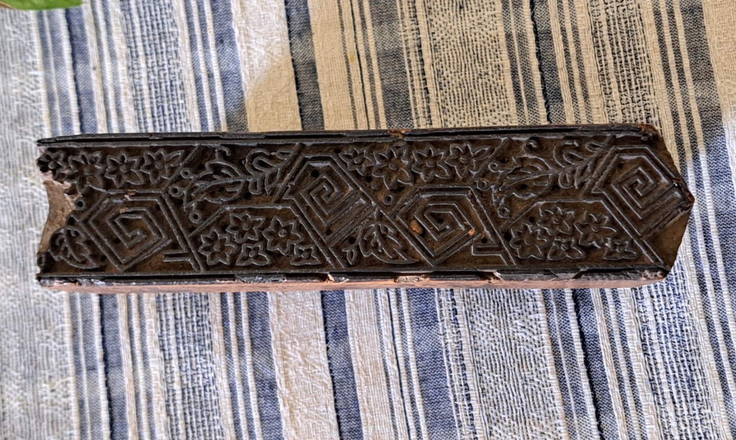 Antique Wood Stamp Printing Block Textile Wall Decorative Art Floral