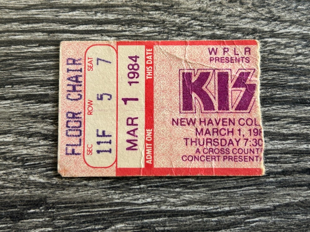 KISS TICKET STUB New Haven CT Mar 1 1984 Lick It Up Concert Tour Vintage Kiss