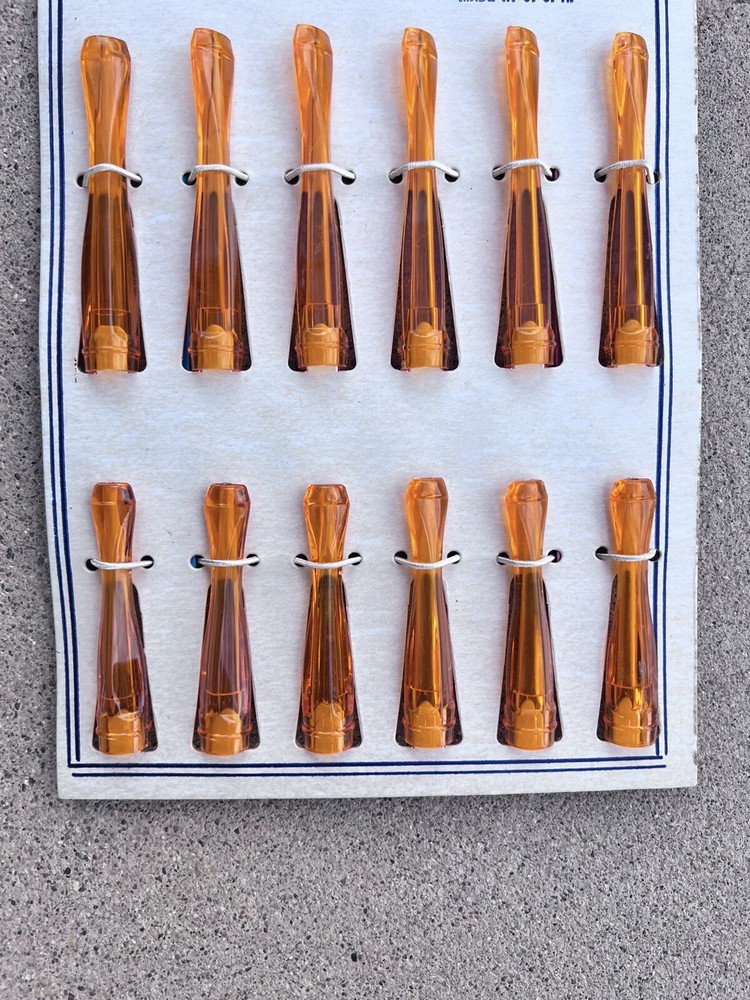 Vintage 12 Extra Fine Cigarette Holders Clear Orange Plastic 3"