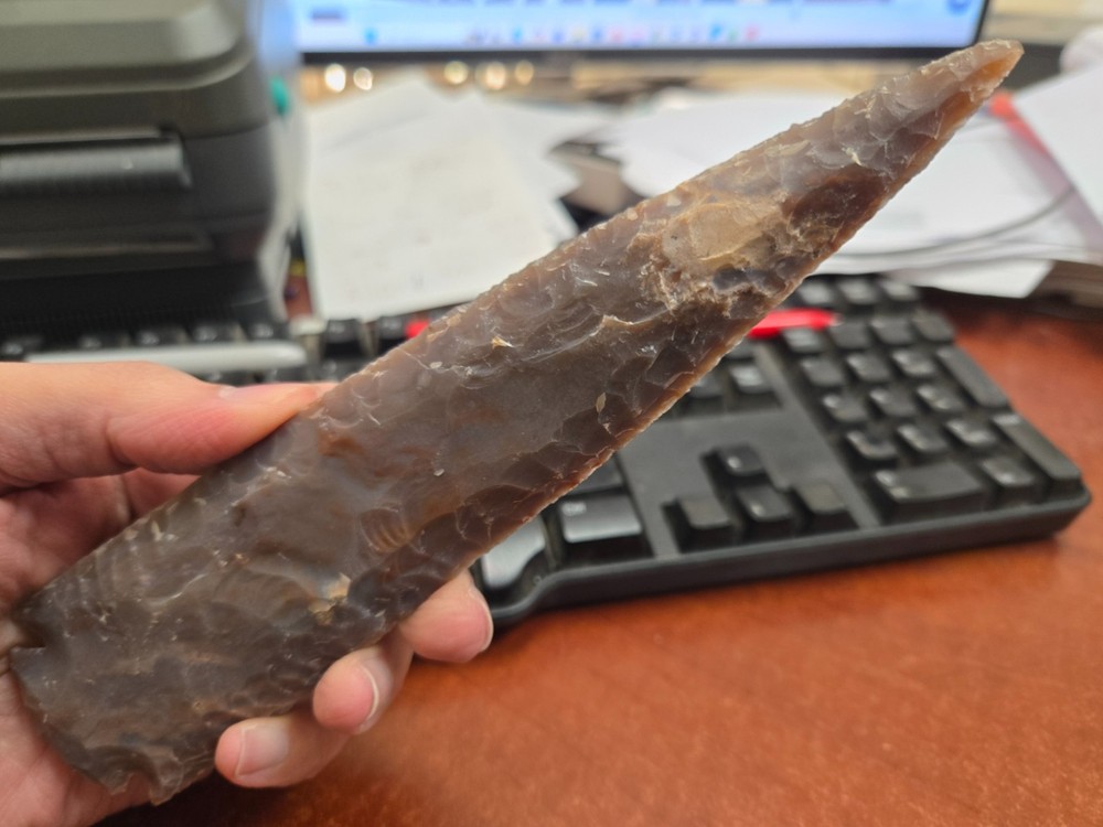 AGATE STONE SPEARHEAD ARROWHEAD POINT MEDIEVAL 7" - 7 1/2"