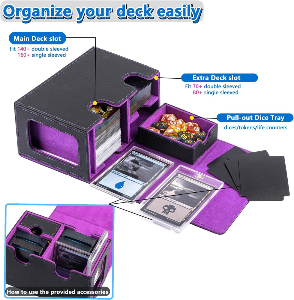 MTG Deck Box for Commander with Dice Tray,Designed for MTG Commander Card Deck B