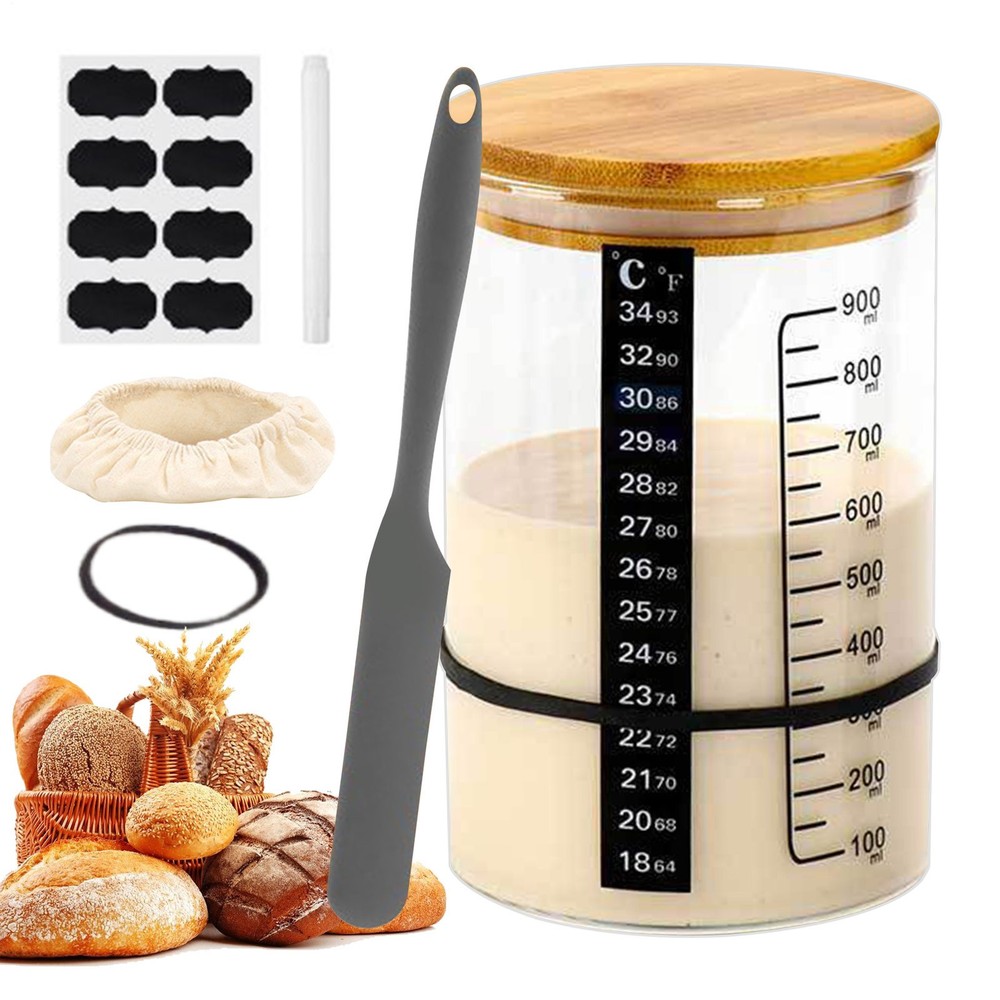Bread Starter Jar Kitchen Fermentation Glass Set Multifunctional