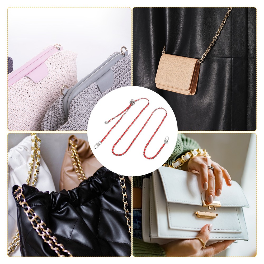 Purse Chain Strap, 53 Inch Adjustable Chains Strap Red/Silver