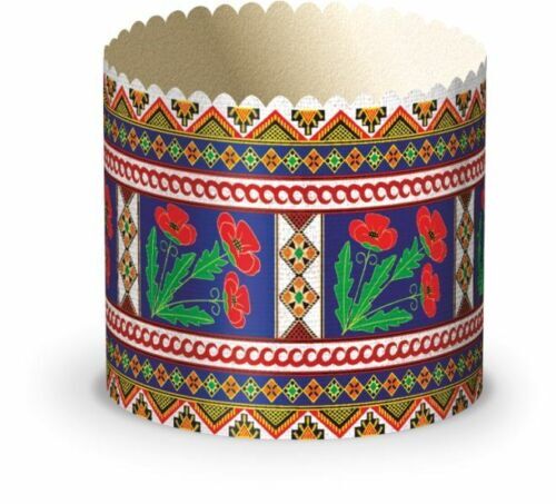 Set 6 Easter Bread Baking Paper Molds Forms Paska Panettone Cake Vyshyvanka