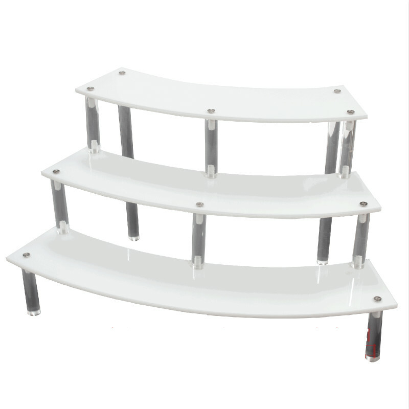 Acrylic Display Stand Three Layers Removable Curve Arc Perspex Shelf Stands Rack