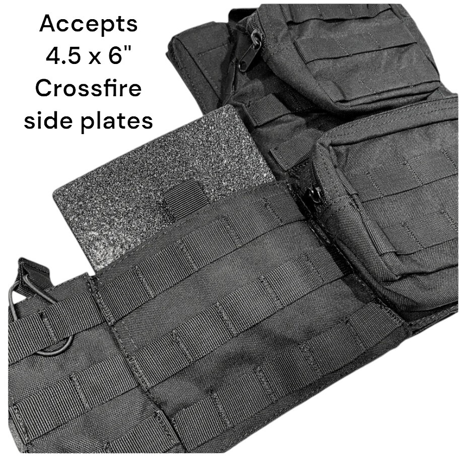Urban Assault Black Storm Tactical Vest Plate Carrier W/ Level III Armor Plates