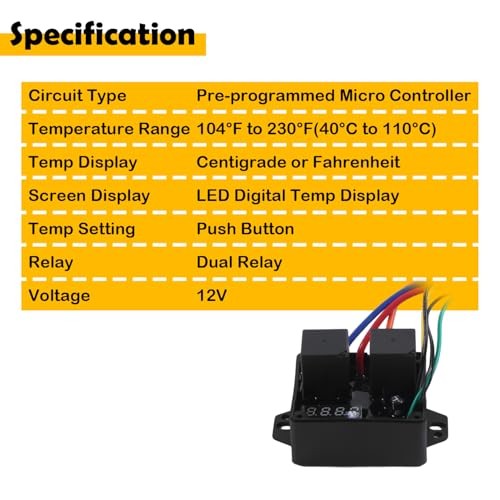 DC0444 Digital Radiator Fan Controller Switch 12V and 24V, Adjustable