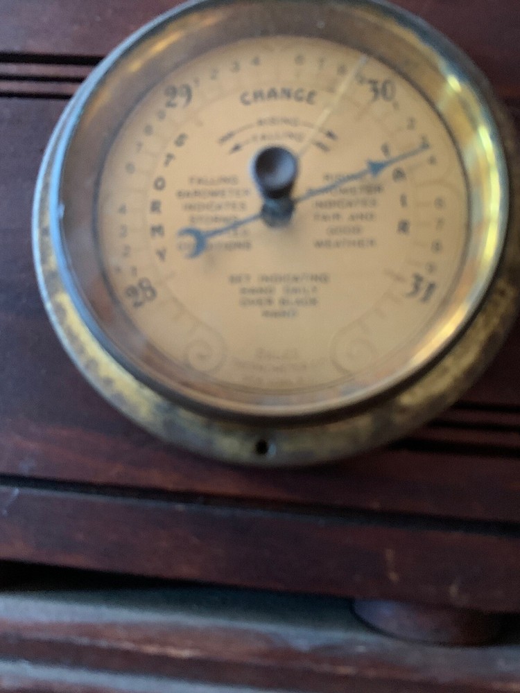 Antique Barometer Wood And Brass Bauer