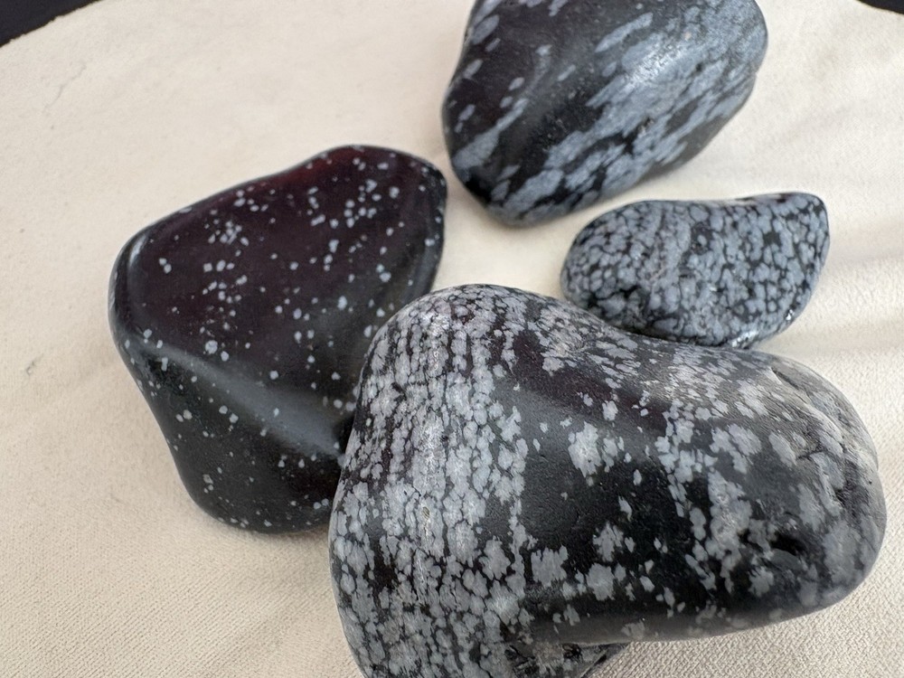 Tumbled Polished Stone: Snowflake Obsidian from Mexico 4 Pcs