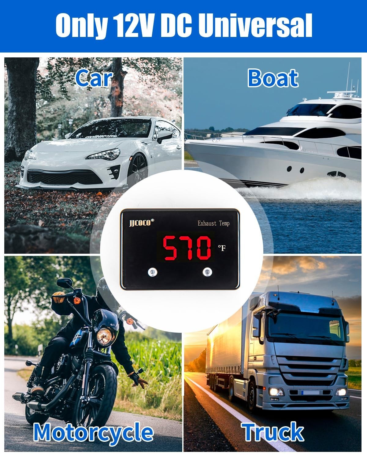 Waterproof Exhaust Gas Temperature EGT Gauge 1832 ℉ Pyrometer Kit 12V