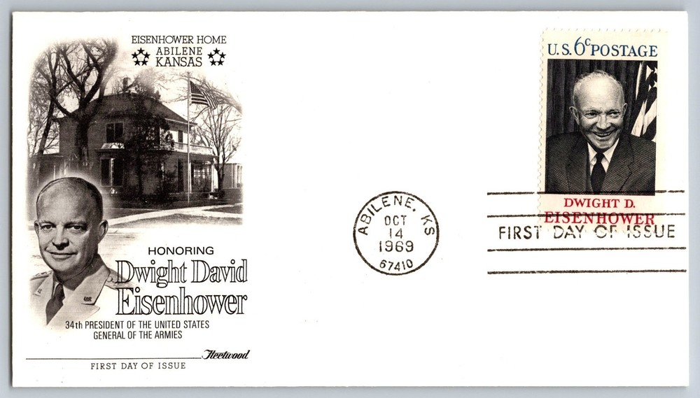 #1383 Dwight Eisenhower FDC Fleetwood Cachet