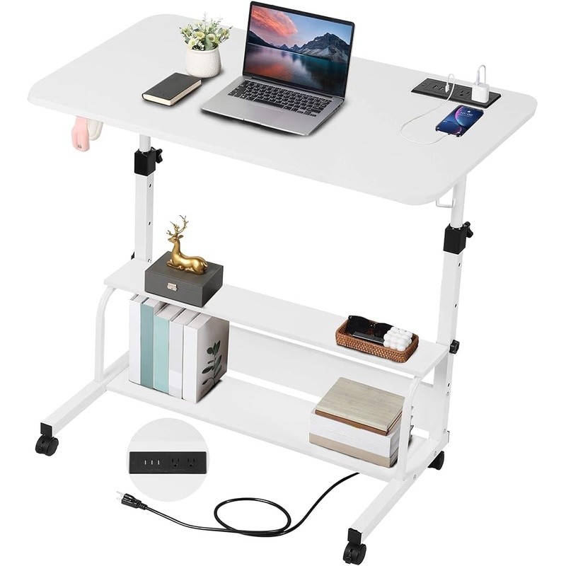 Adjustable Height Small Computer Desk Mobile Rolling Laptop Workstation New