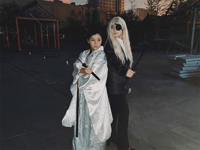 Japanese Kimono Furisode Dress Show Traditional Women White Jacquard Costume