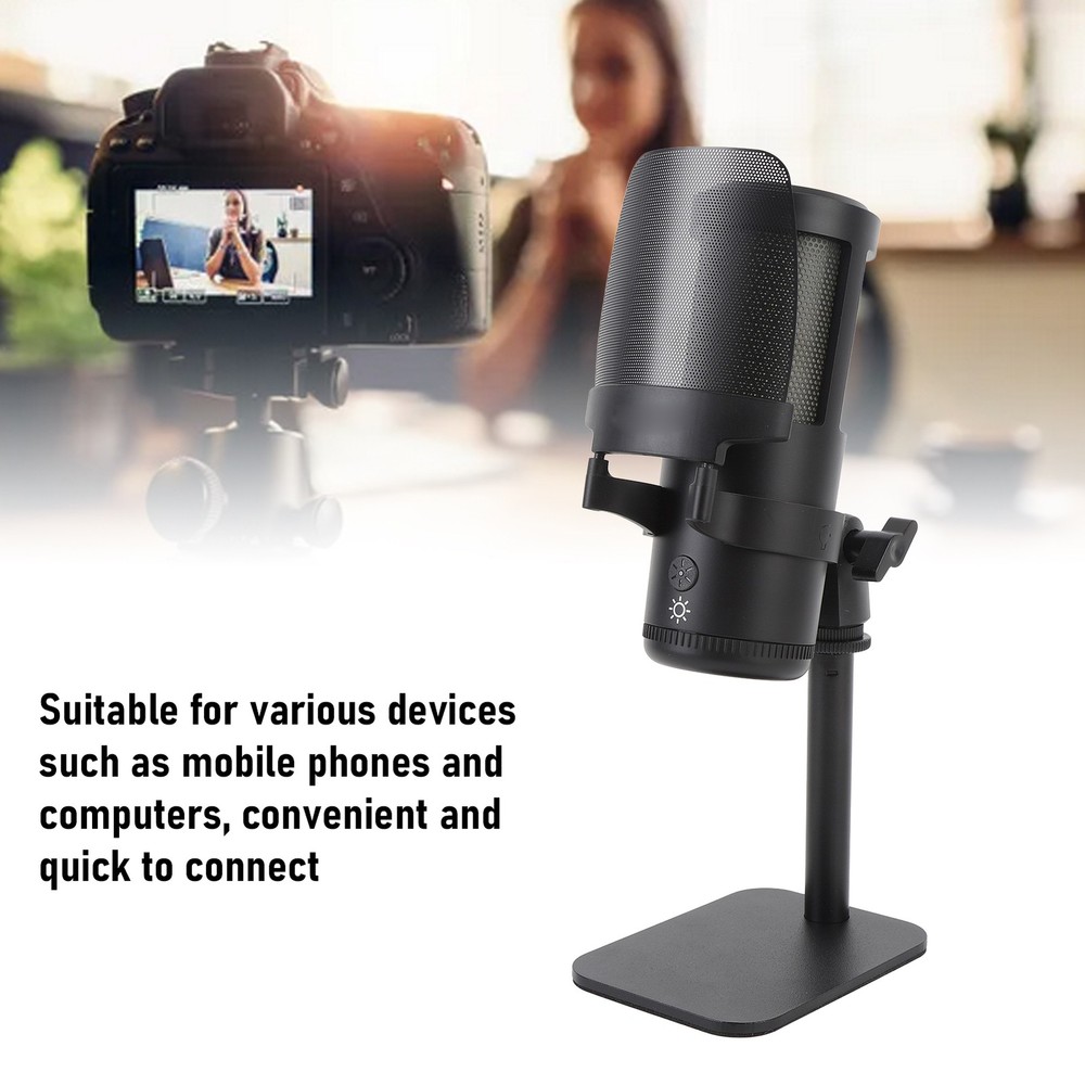 USB Microphone Type C Wired Plug And Play Computer Condenser Mic For Gaming Live