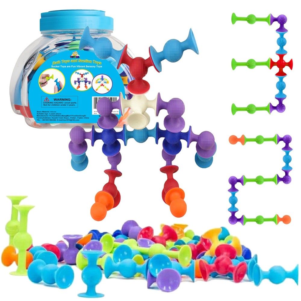TOYARA 48 Piece Suction Cup Toys Construction Set, Medium, Mulitcolored