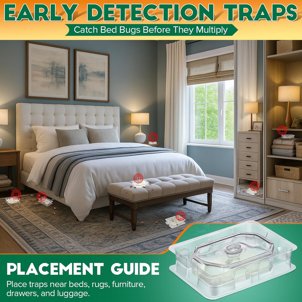 6 Set Bed Bug Detector & Trap, Bedbug Traps with Strong Glue, Bedbug Intercep...