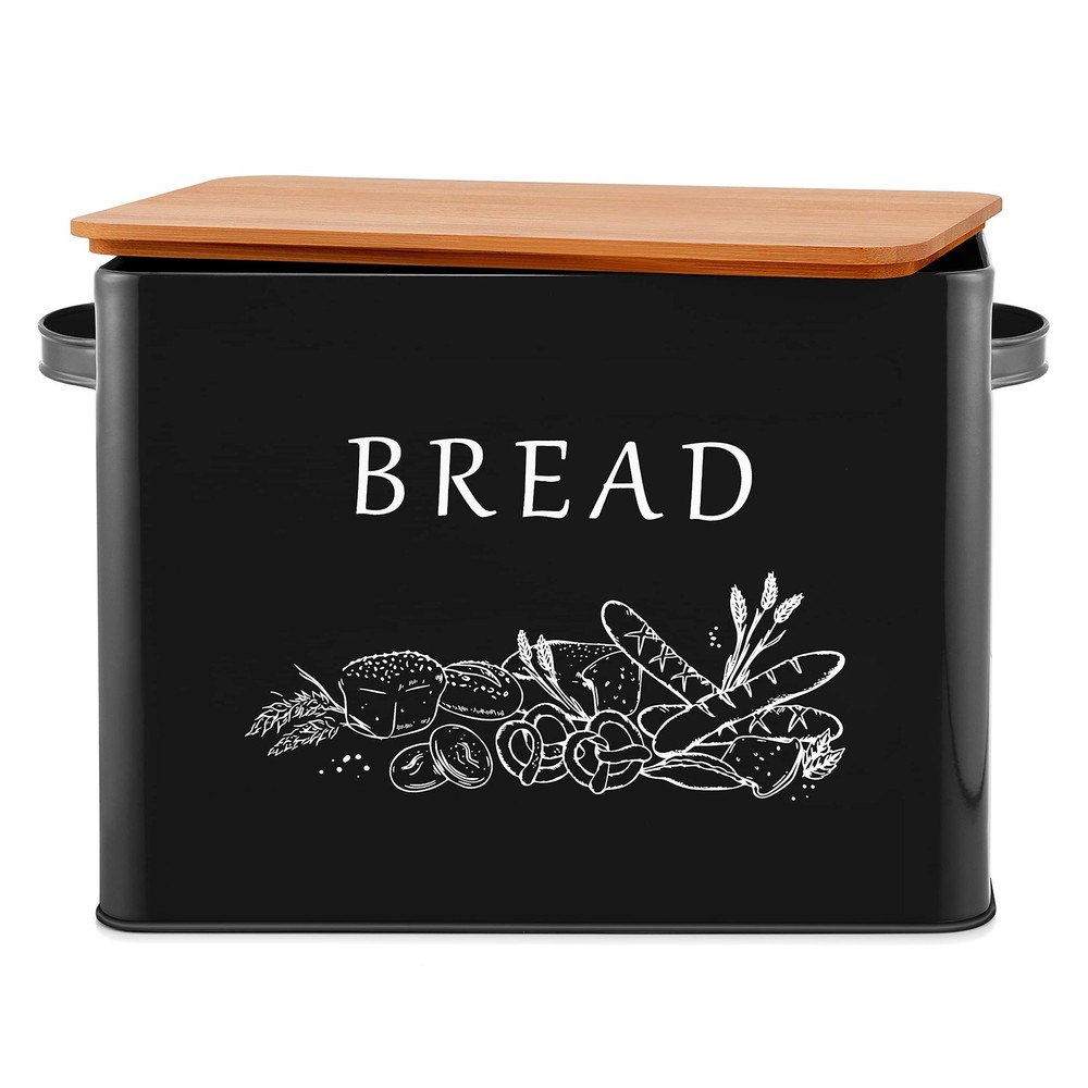 E-far Bread Box for Kitchen Countertop, Metal Bread Storage Container Bin wit...