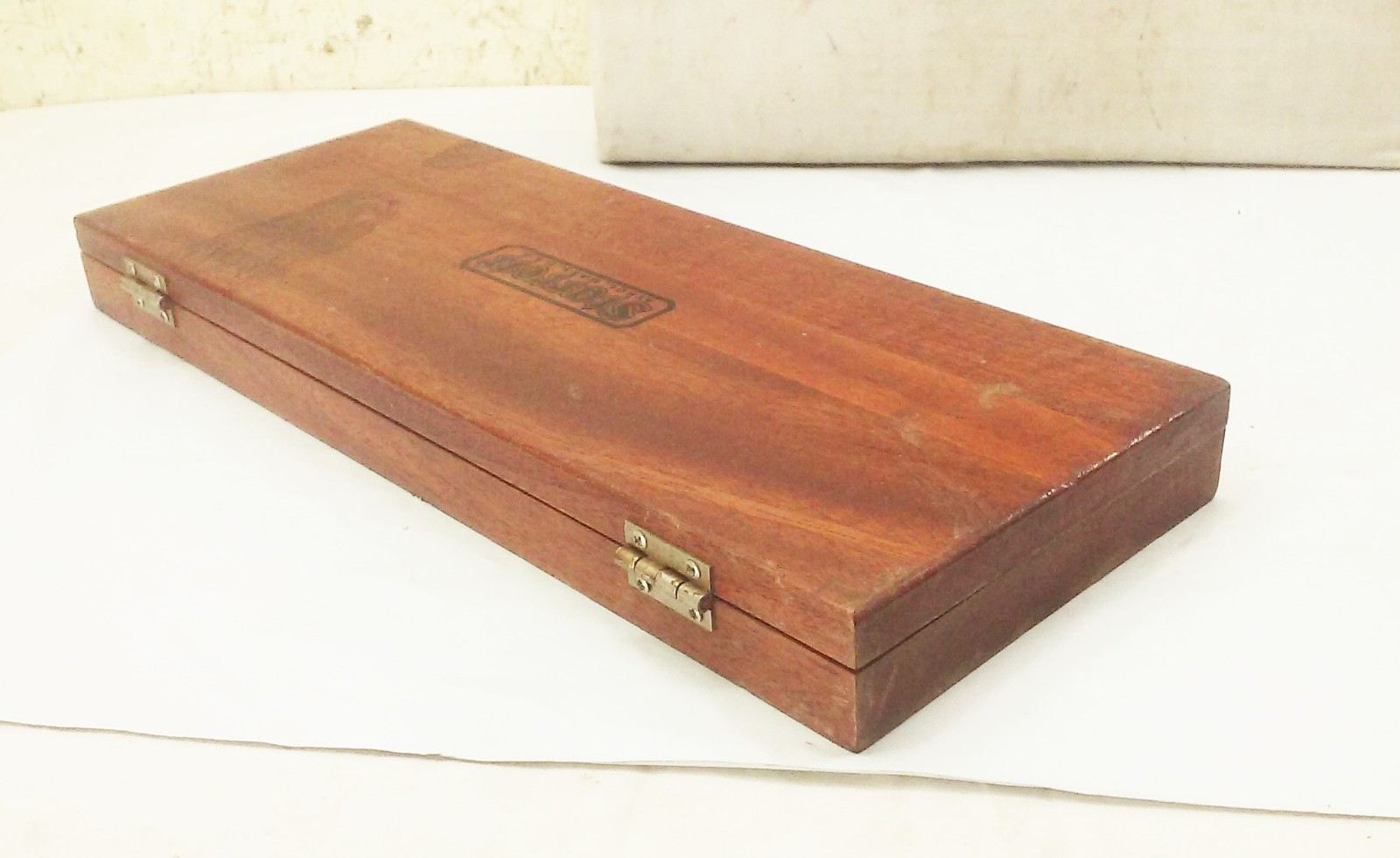 Vtg Starrett no.124 inside micrometer set in wood case 2"-12" machinist USA