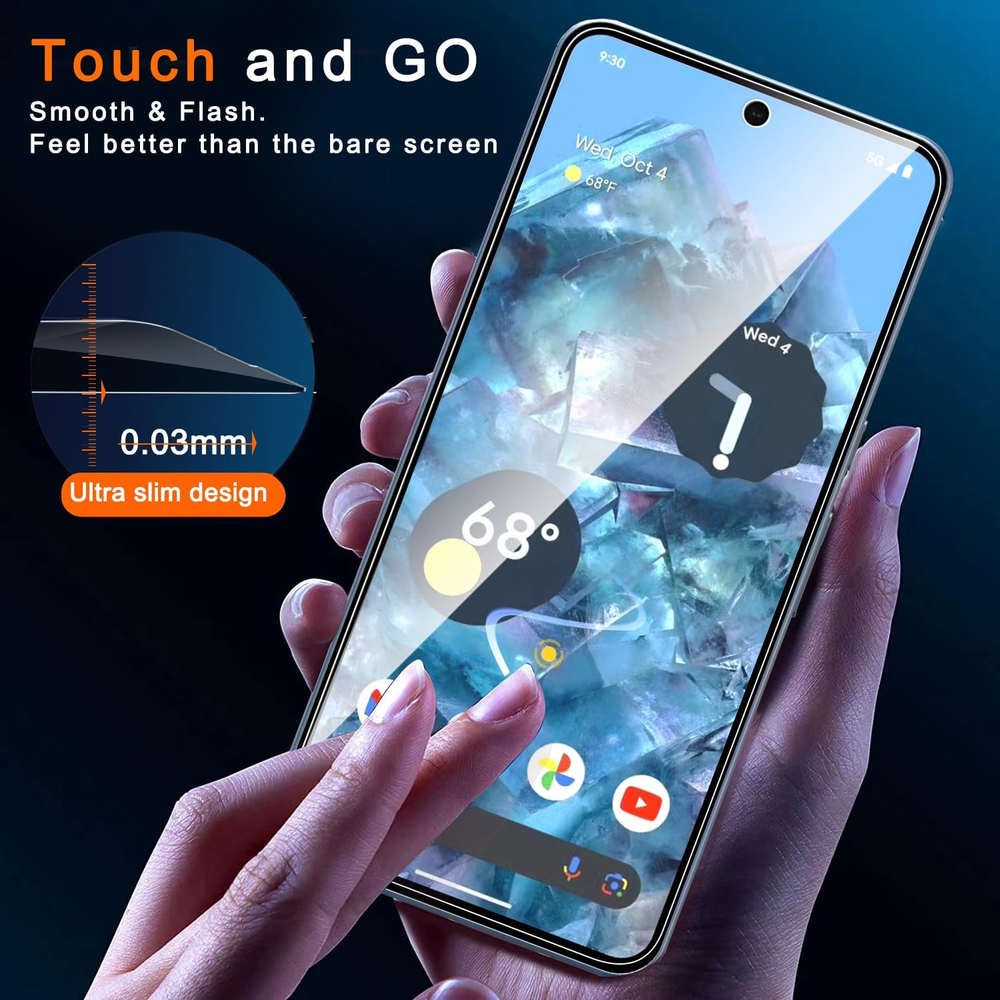 4 Pack Privacy Screen & Tempered Camera Lens Protector for Google Pixel 8 Pro