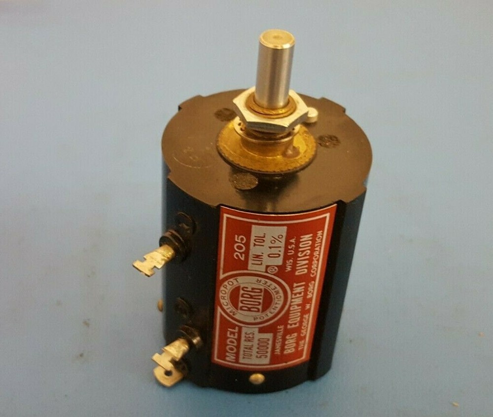 Potentiometers, Precision, BORG Model 205, 10 TURN, 50K OHM, 0.1%