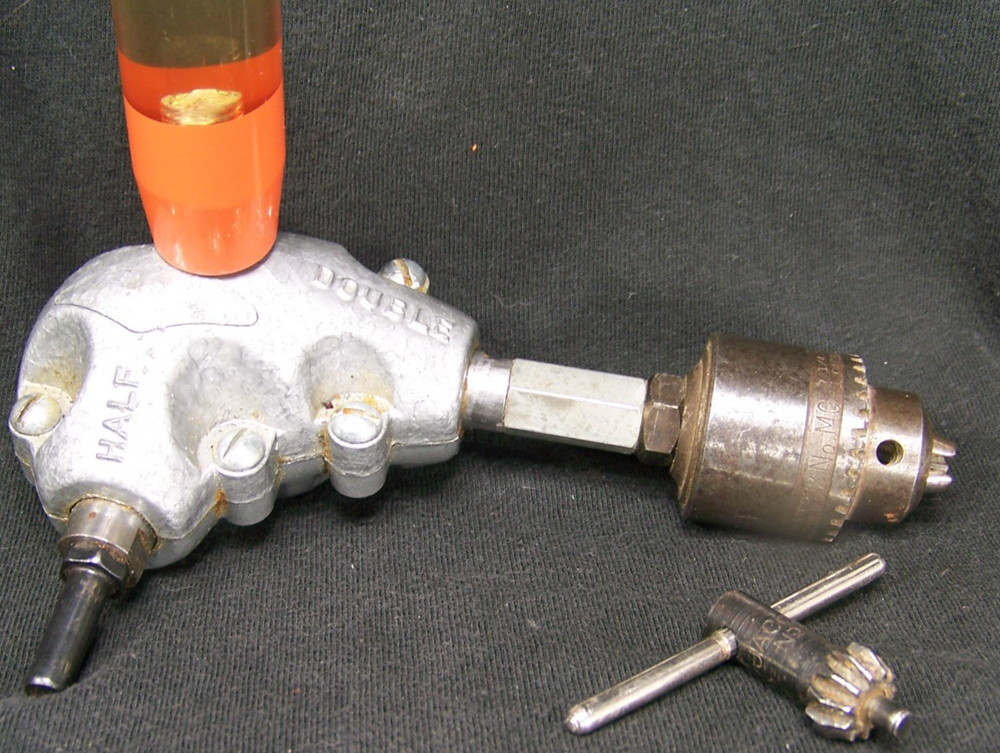 Vintage Right Angle Drill Cap Orange Handle Half Double Nice!! Jacobs Chuck