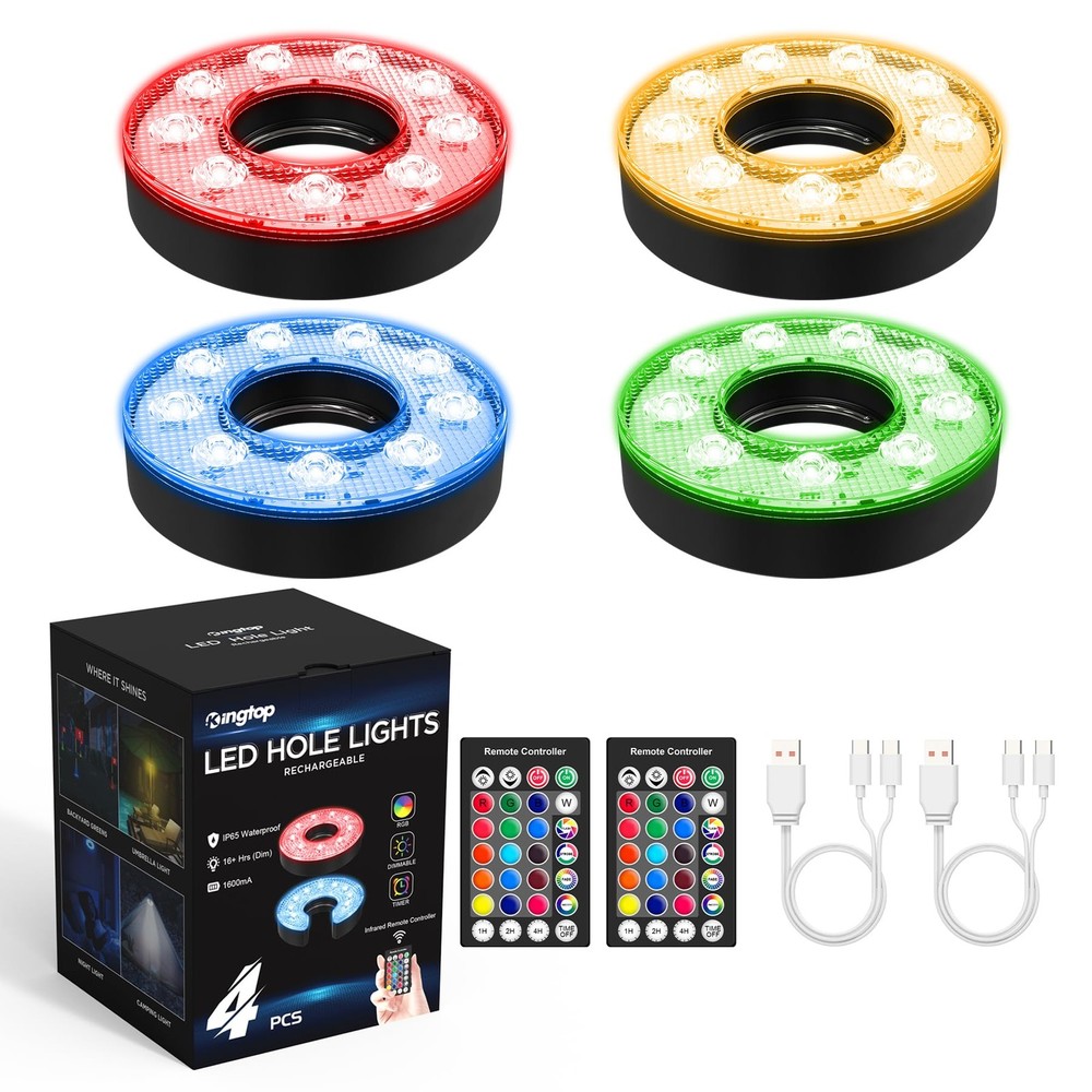 Rechargeable LED Golf Hole Light - Waterproof Focused Illumination, Remote