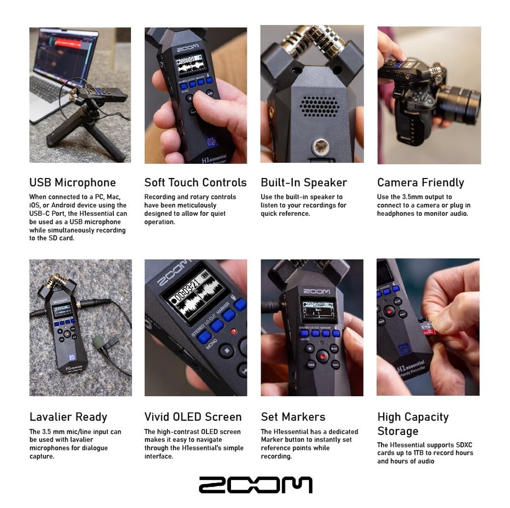 Zoom H1essential Handy Recorder Bundle with Professional Lavalier Condenser...
