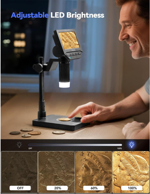 TOMLOV DM4W Microscope with Weighing Scale: 4.3" Digital Coin Microscope...