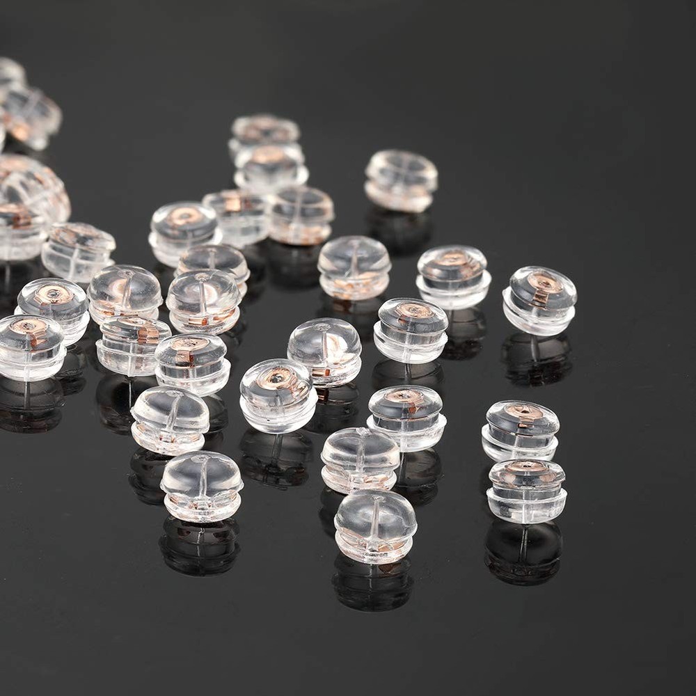 14K Solid Rose Gold Earring Backs Hypoallergenic Soft Clear Silicone Earrings Ba