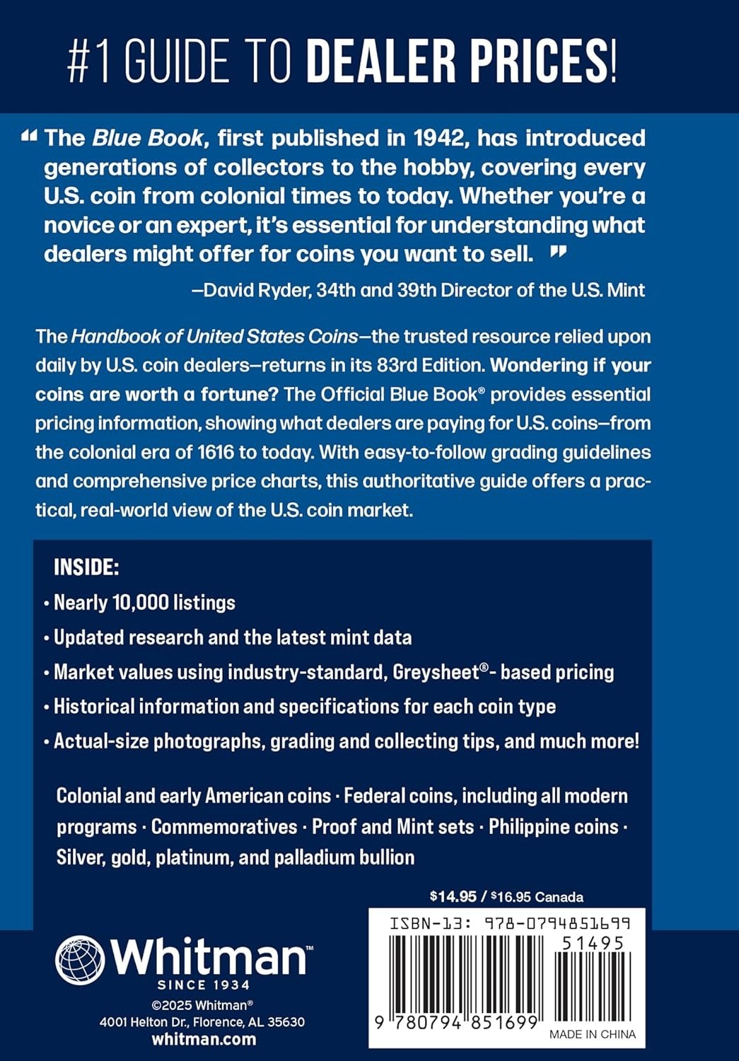 Whitman 2026 Blue Book Handbook of US Coins Paperback Book