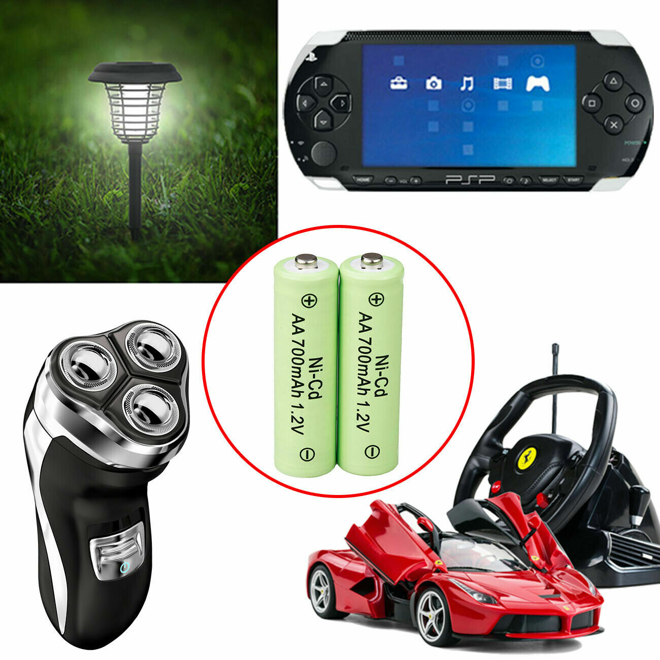 25 AA Rechargeable Batteries NiCd 700mAh 1.2v Garden Solar Ni-Cd Light LED USA