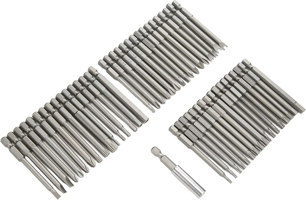 50Pcs Extra Long Security Bit Set,Screwdriver Bit Set, Extra Long Magnetic Drive