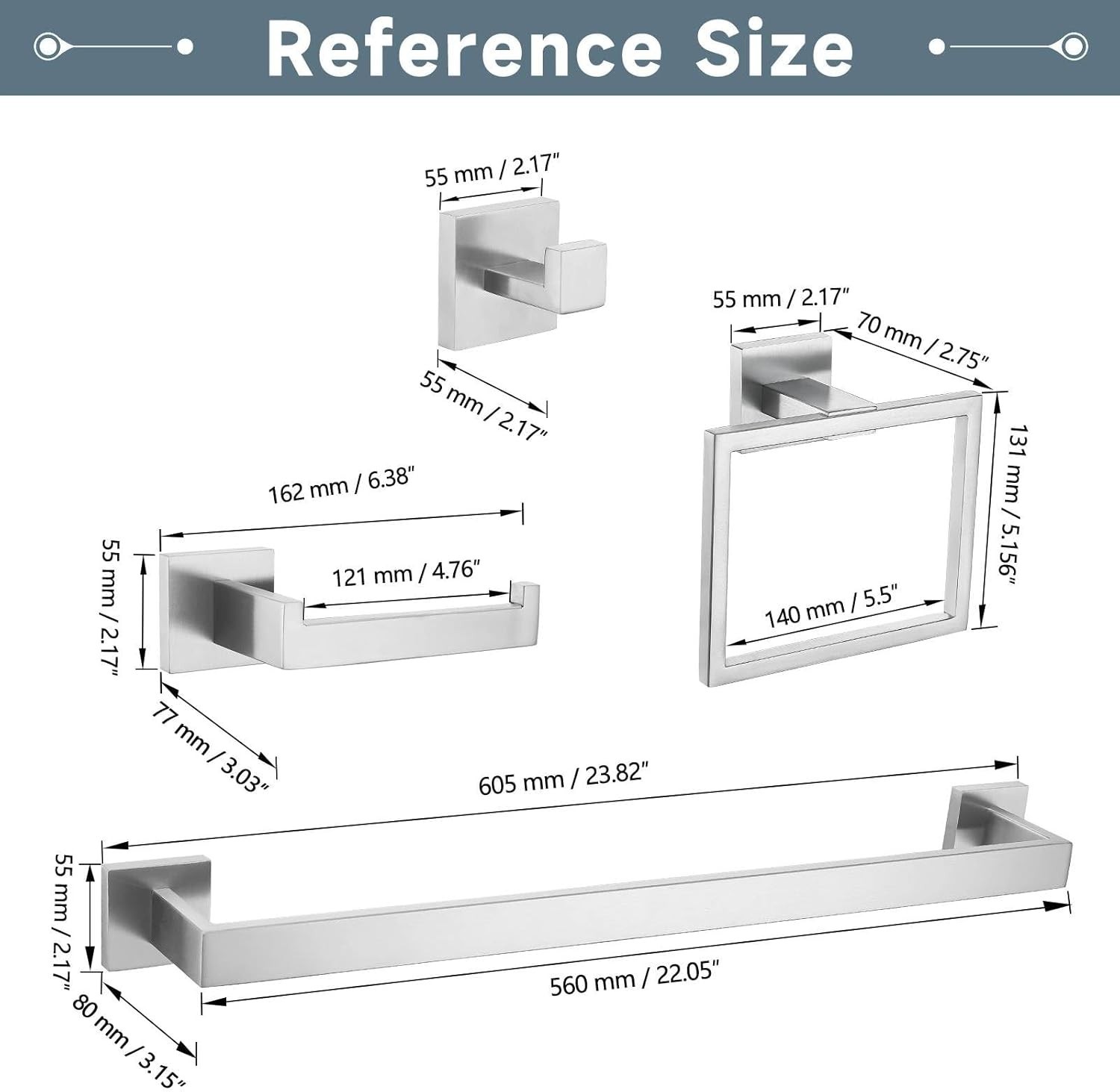 Bathroom Hardware Accessories Set,Stainless Steel Bath Towel Bar Set, Towel Rack