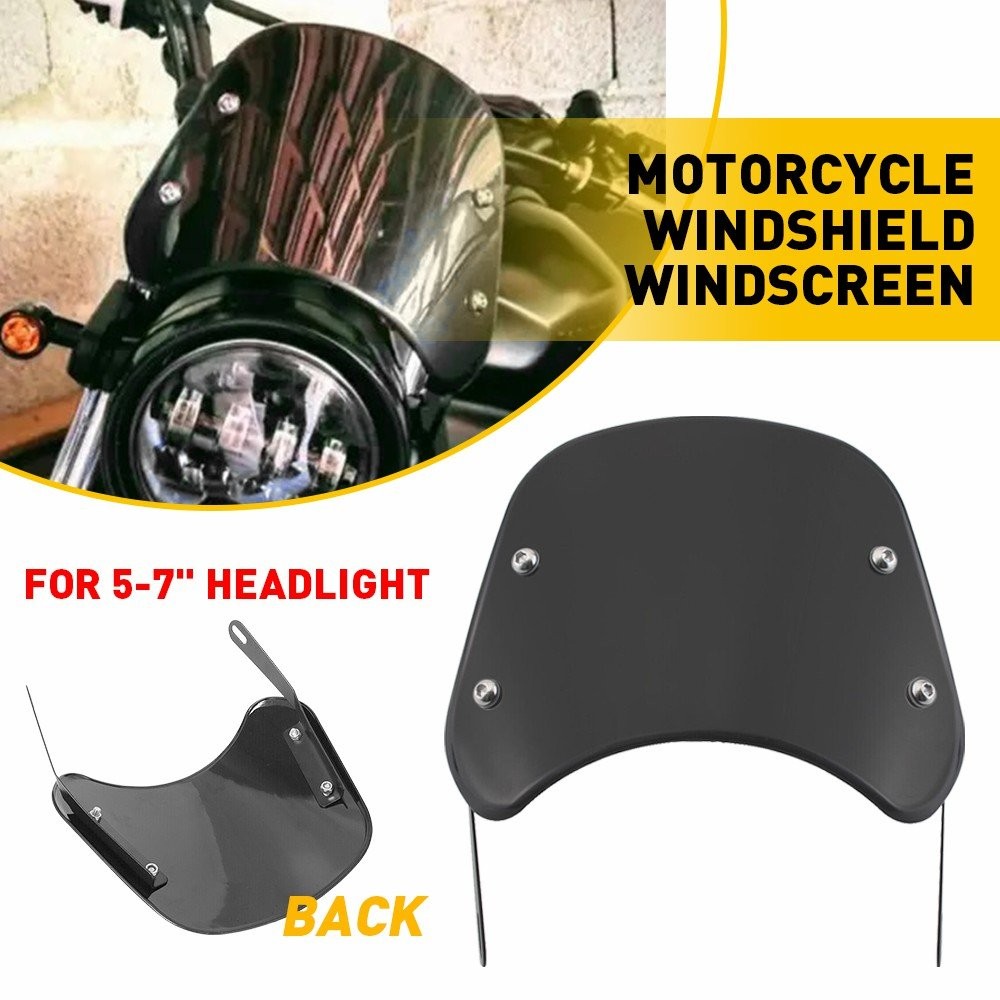 5-7" Headlamp Windshield Front Flyscreen Windscreen w/ Mount Bracket Motorcycle