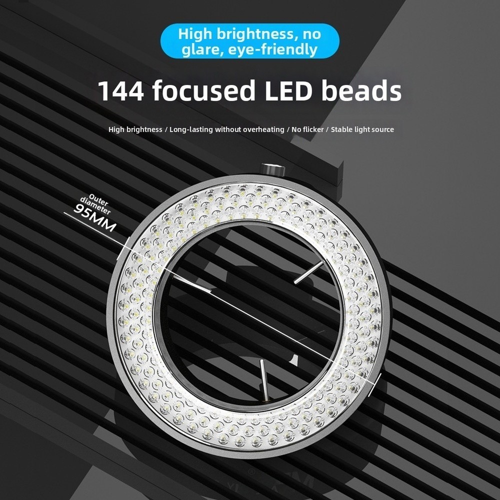 USB Microscope Circular Light 144 LEDs Adjustable Brightness for Precision Work