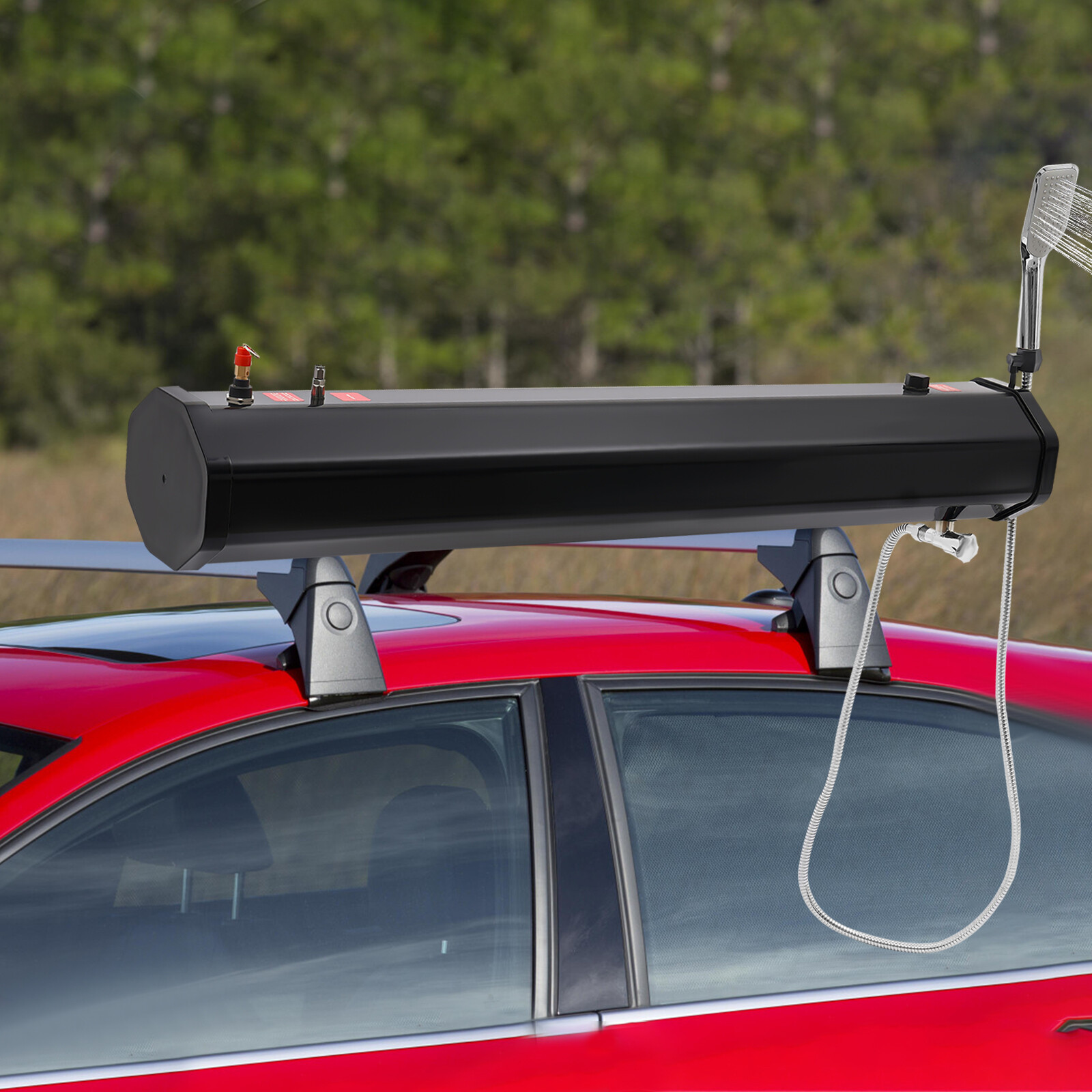 Black Pressurized 8Gallon Camping Shower Water Tank Storage For Off-Road Pick-up