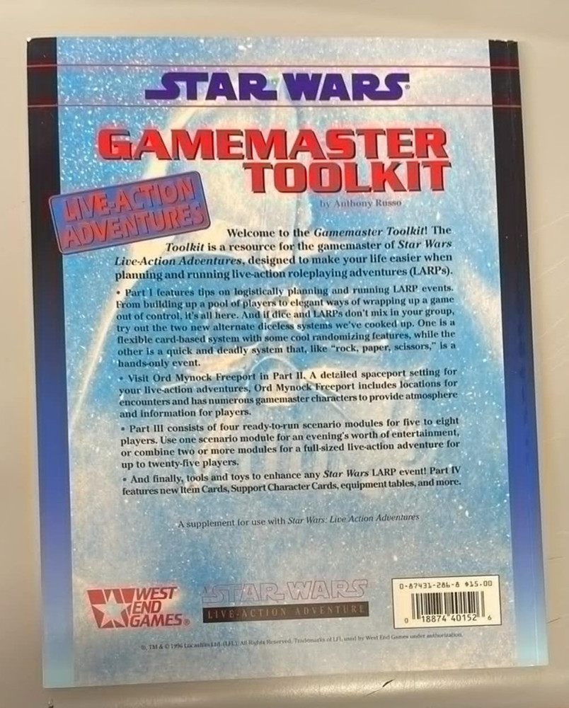 Game Master Toolkit Attached Live Action Adventures Star Wars
