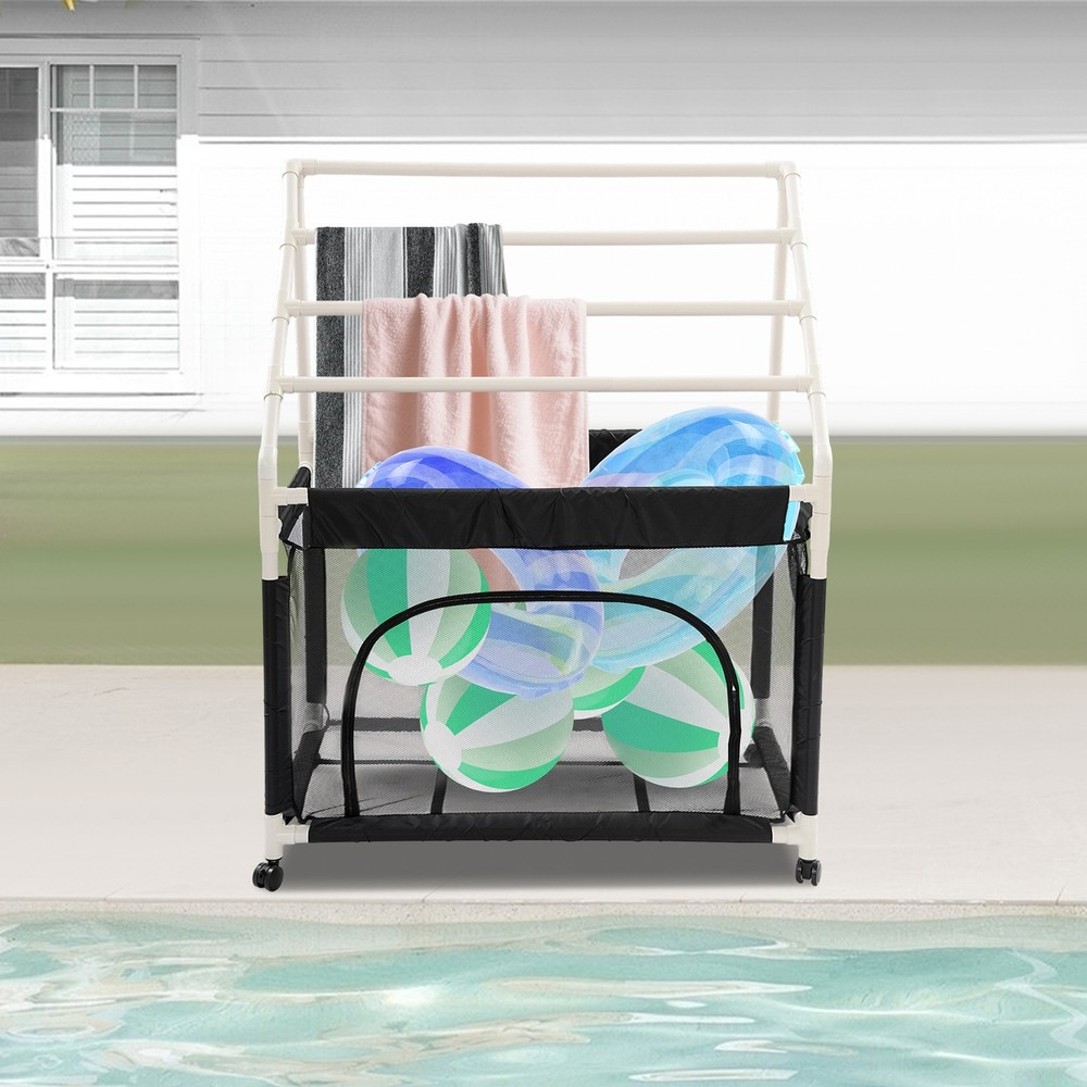 Rolling Pool Noodle Storage Organizer Bin Mesh Organizer Pool Storage Bin