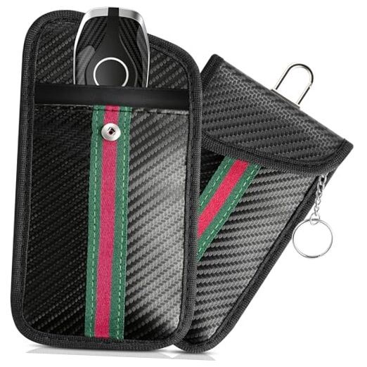 2 Pack Faraday Bag for Car Keys, Key Fob Protector Shielding Medium Stripe