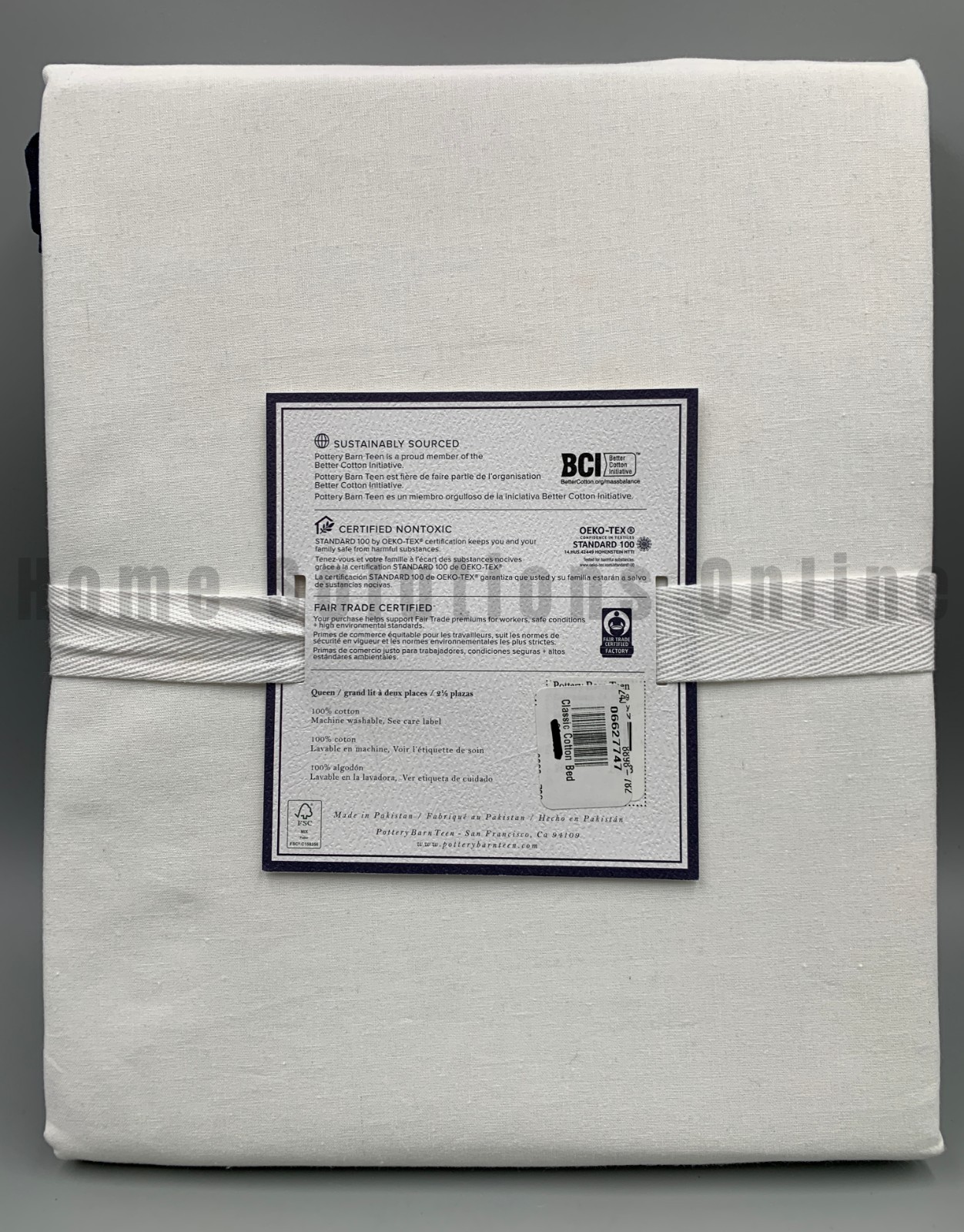 Pottery Barn Teen Classic Cotton Bed Skirt Navy Queen 18" DROP #B3008