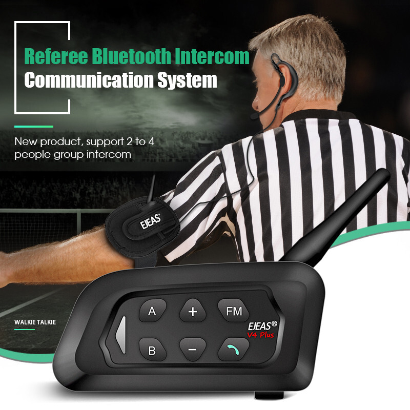 4pcs Full Duplex Football Referee Bluetooth Headset Intercom Talk At Same Time