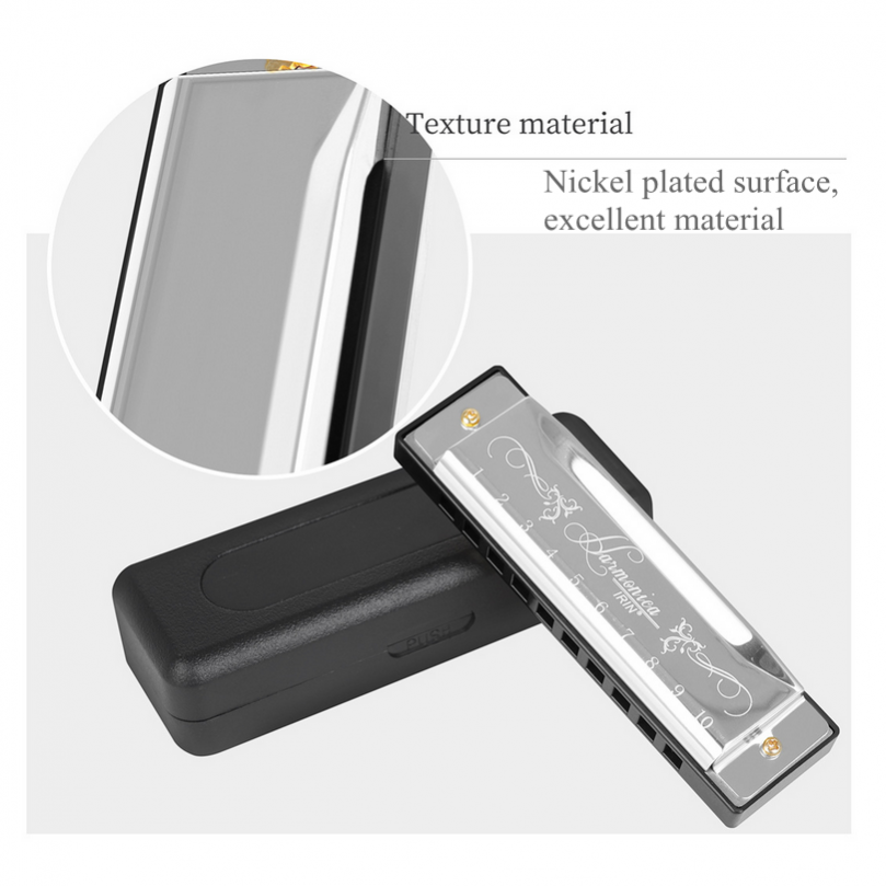 10 Hole 20 Tone KeyC Diatonic Harmonica with Case Gift for Beginner