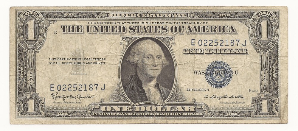 1935-H $1 Dollar Bill Silver Certificate Note Future Birthday Serial Note! 187J