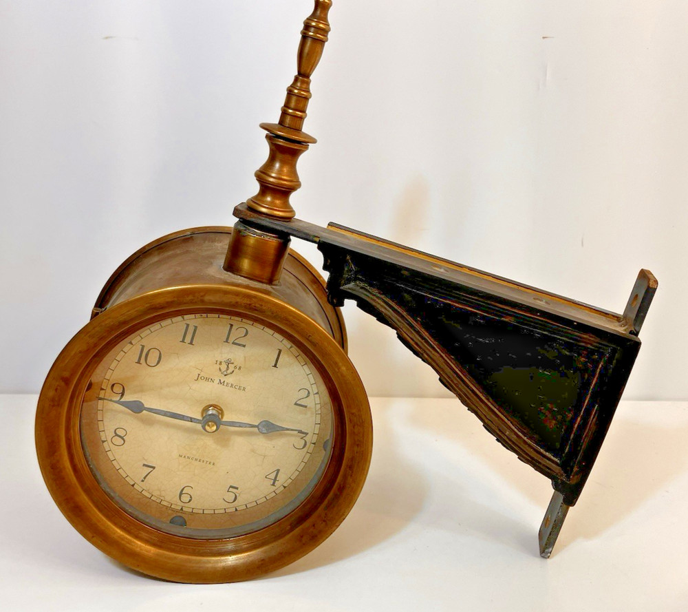 Timeworks Two Sided Nautical Wall Clock Brass Repro