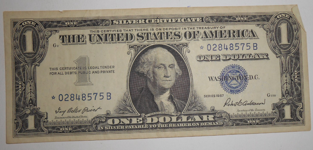 1957 Silver Certificate Star Note AVERAGE CIRCULATED - * 02848575 B