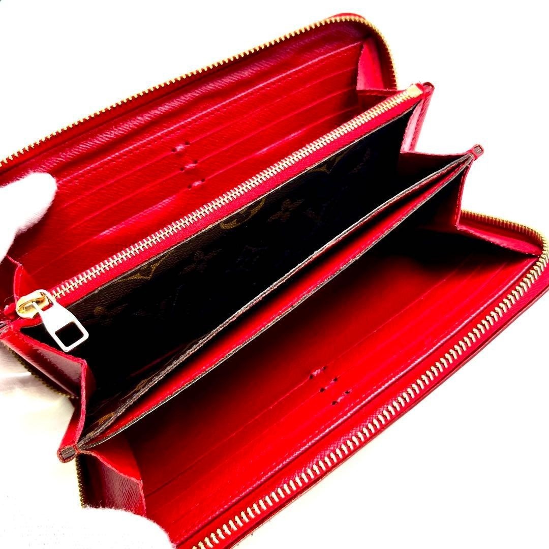 LOUIS VUITTON Monogram Retiro Round Zip Long Wallet Cerise Brown M61854