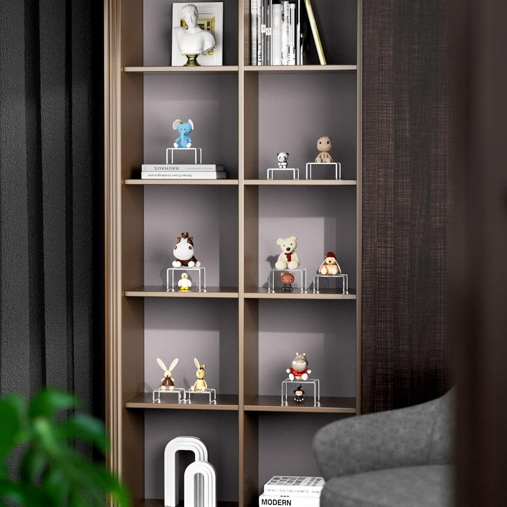 Acrylic Display Risers Stand 2 Sets,3 Steps Clear Riser Shelf Showcase for Amiib