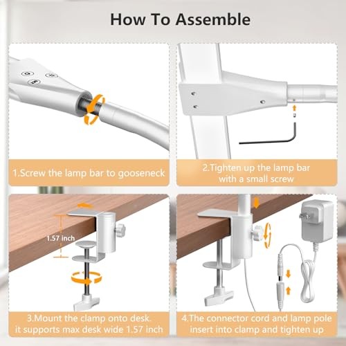 LED Double Head Architect Lamps, Extra Bright Workbench Office Lighting, White