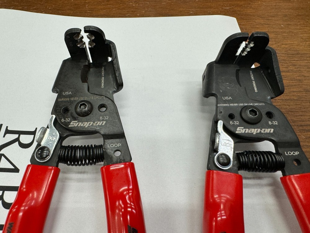 Snap-on Tools NEW 2 Piece Inline 90° Angle Wire Stripper Cutter Plier Lot Set